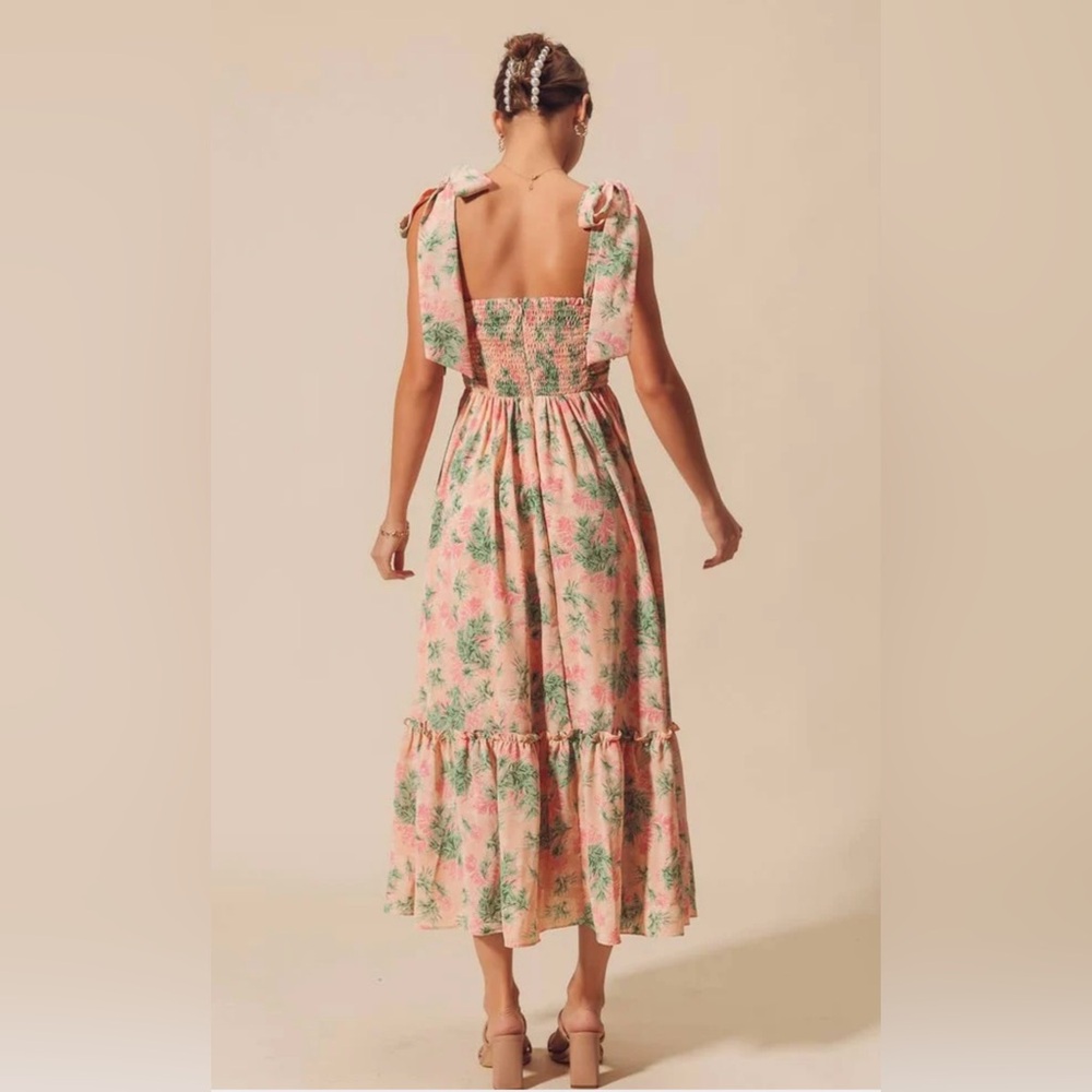 So Me Pink Floral Maxi Dress with Green Print - Picture 6 of 7